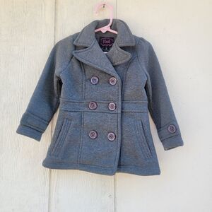 Toddler gray double breasted pea coat sz 2T
